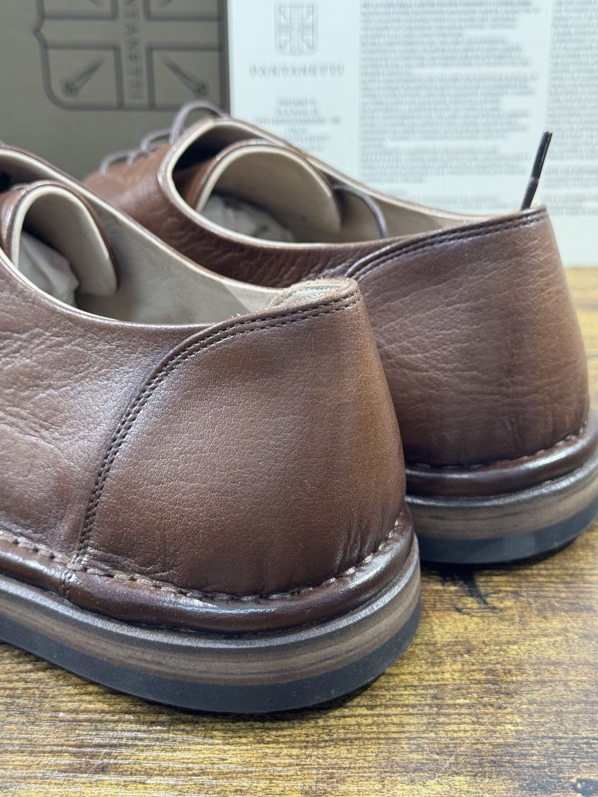 Pantanetti Derby   Pelle Mandorla   Fondo Cuoio Handmade In Italy Uomo 44