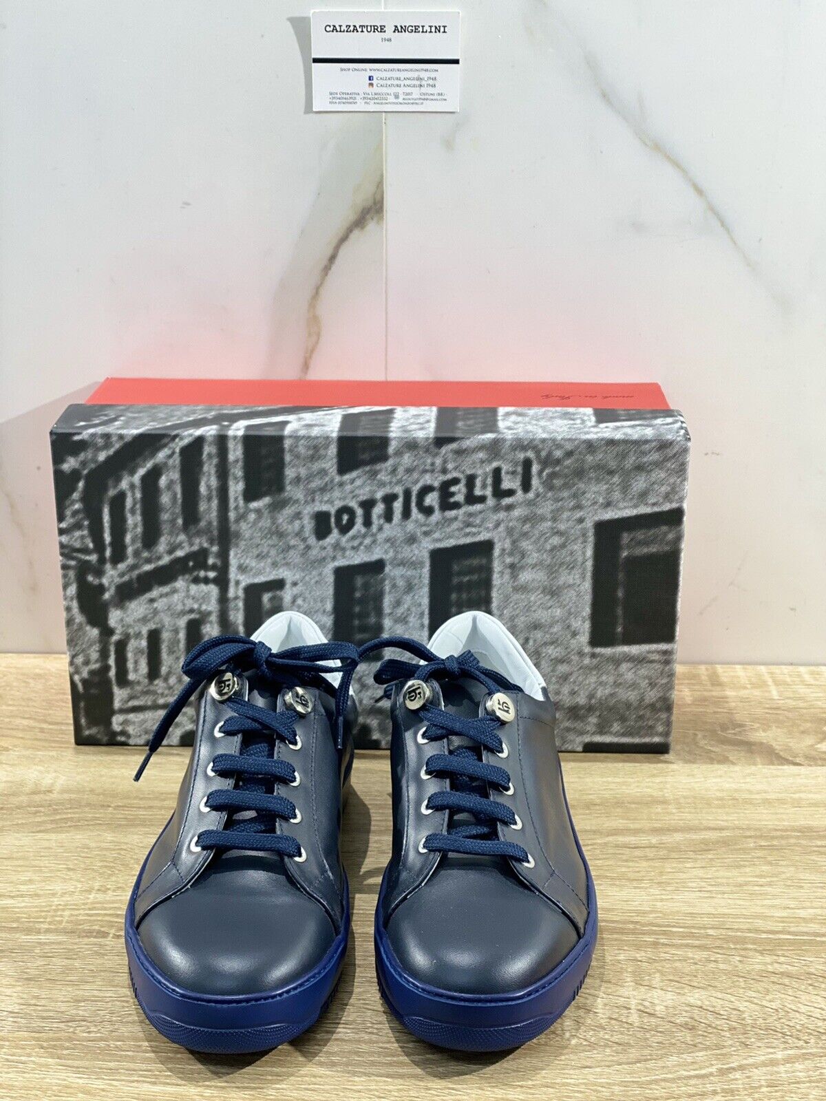 Botticelli Scarpa Uomo Icon Sneaker In Pelle Blu Luxury Made In Italy 40