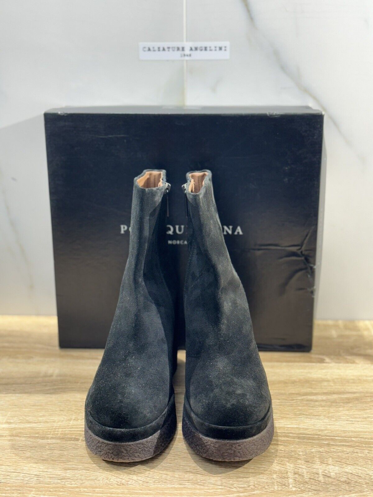 Pons Quintana Stivaletto Donna Esther Suede Nero Con Tacco Luxury Boot 41