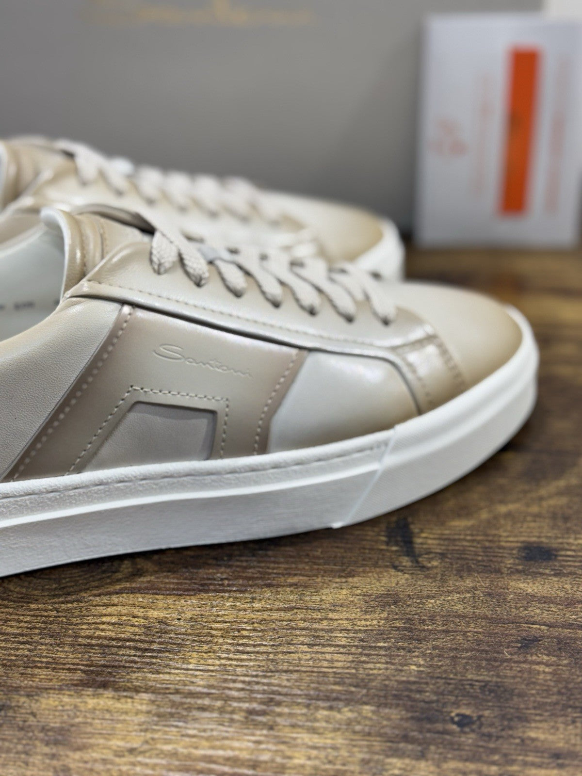 Santoni Sneaker DBS  Pelle Light Beige Luxury Santoni Scarpe Uomo 41.5
