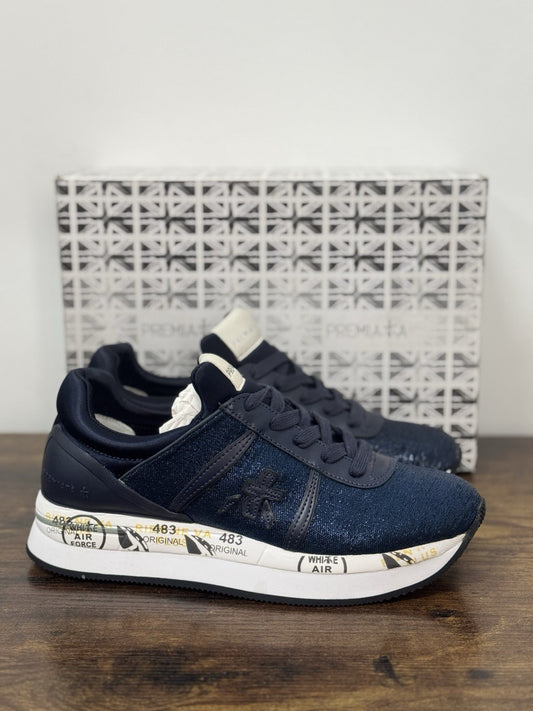 Premiata Sneaker Liz Blu  Tessuto E  Pelle    Casual Premiata Scarpa Donna 40