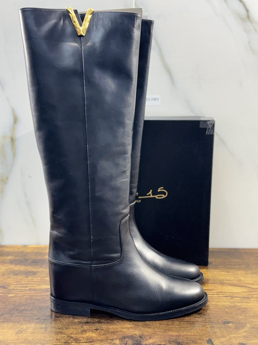 Via roma 15 stivale  donna 4055  Pelle Nera  luxury boot via roma 15 Icon 40