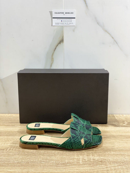 Roberto Botticelli Sandalo Donna Ciabatta Luxury 1 Linea In Pelle Verde   36