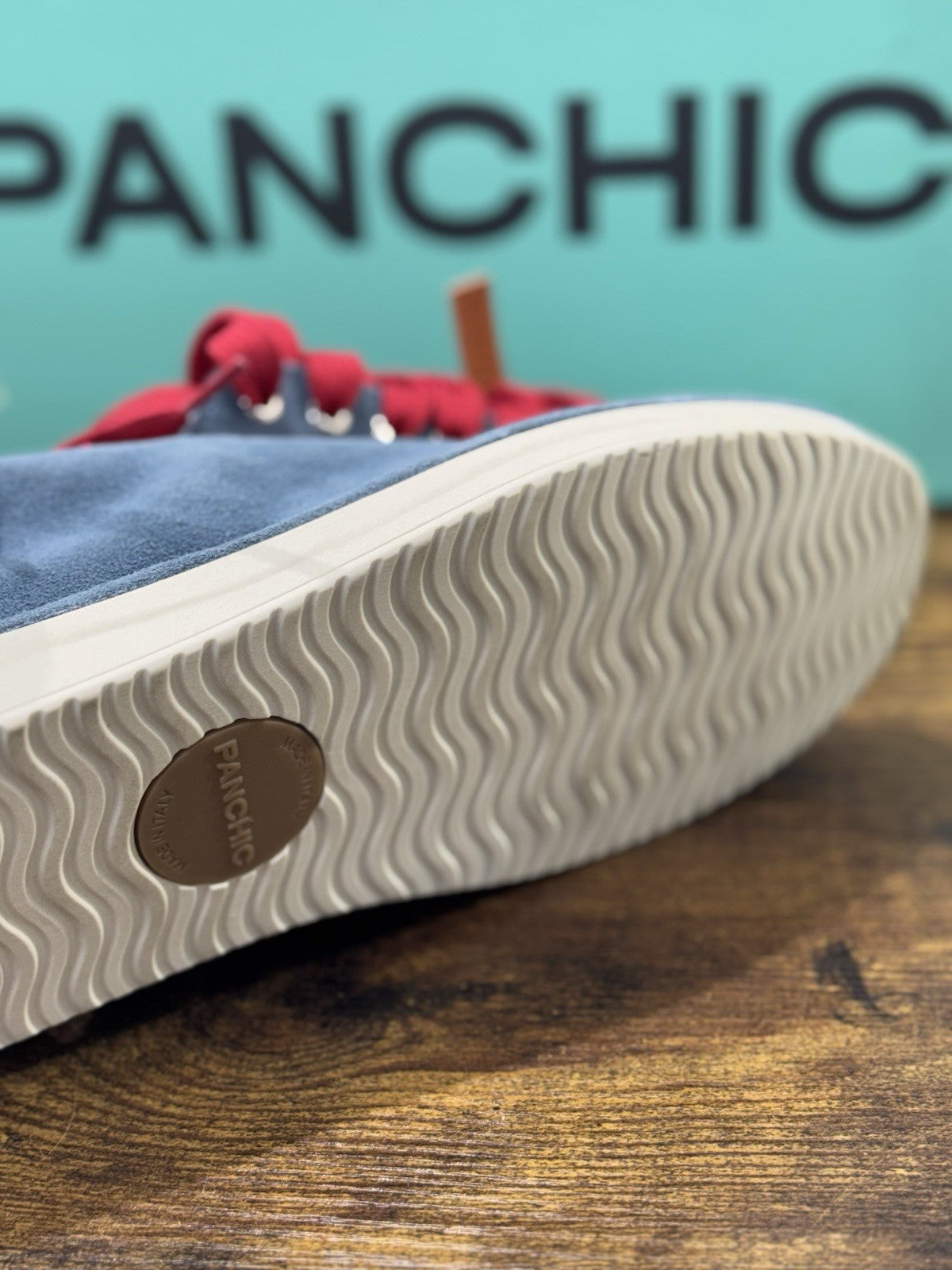 Panchic Lace Up Scarpa Suede Red   Blu Casual Uomo 42