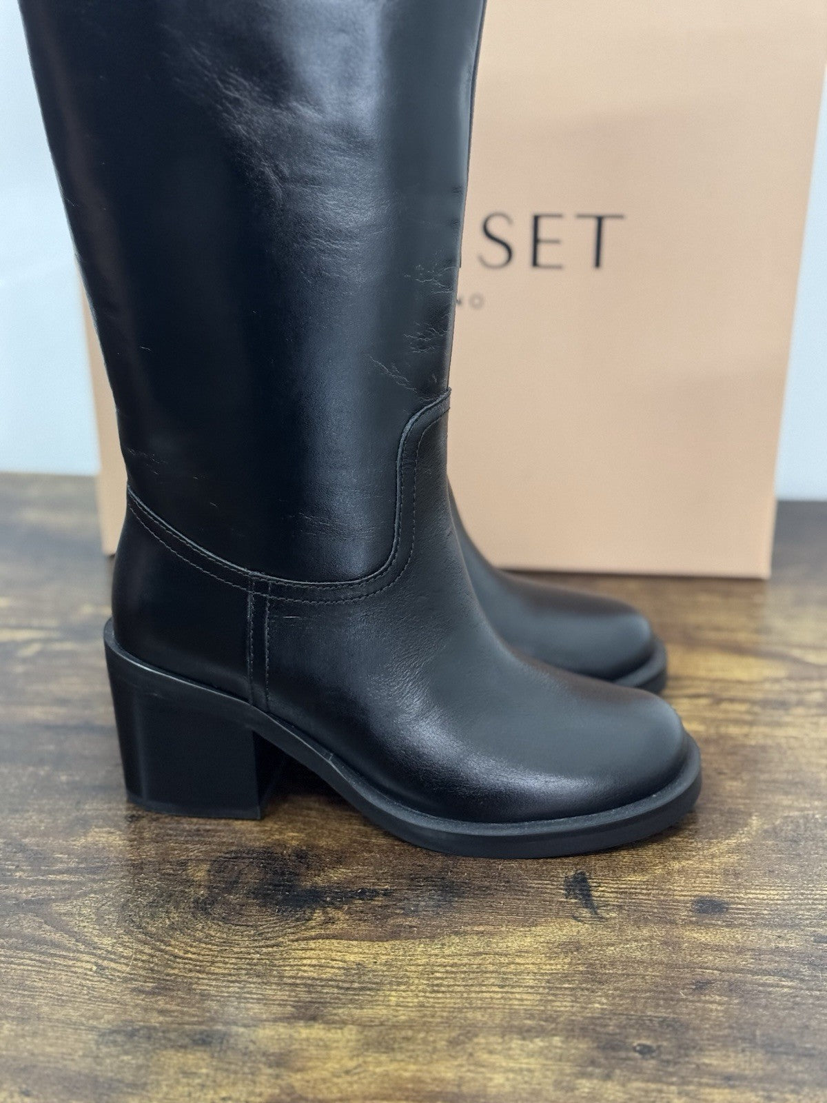 Twin Set Stivale  Pelle Nero  Con Tacco Casual Boot Donna 39