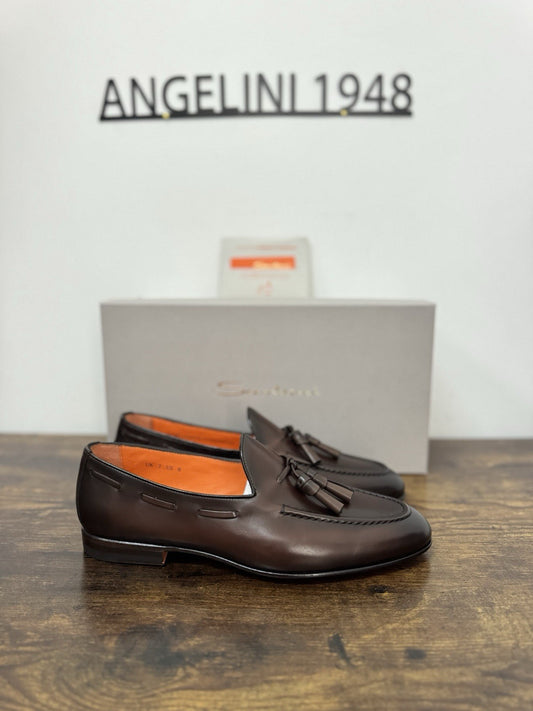 Santoni Mocassino Tassel  Pelle Brown Dark    Luxury Santoni Uomo 41