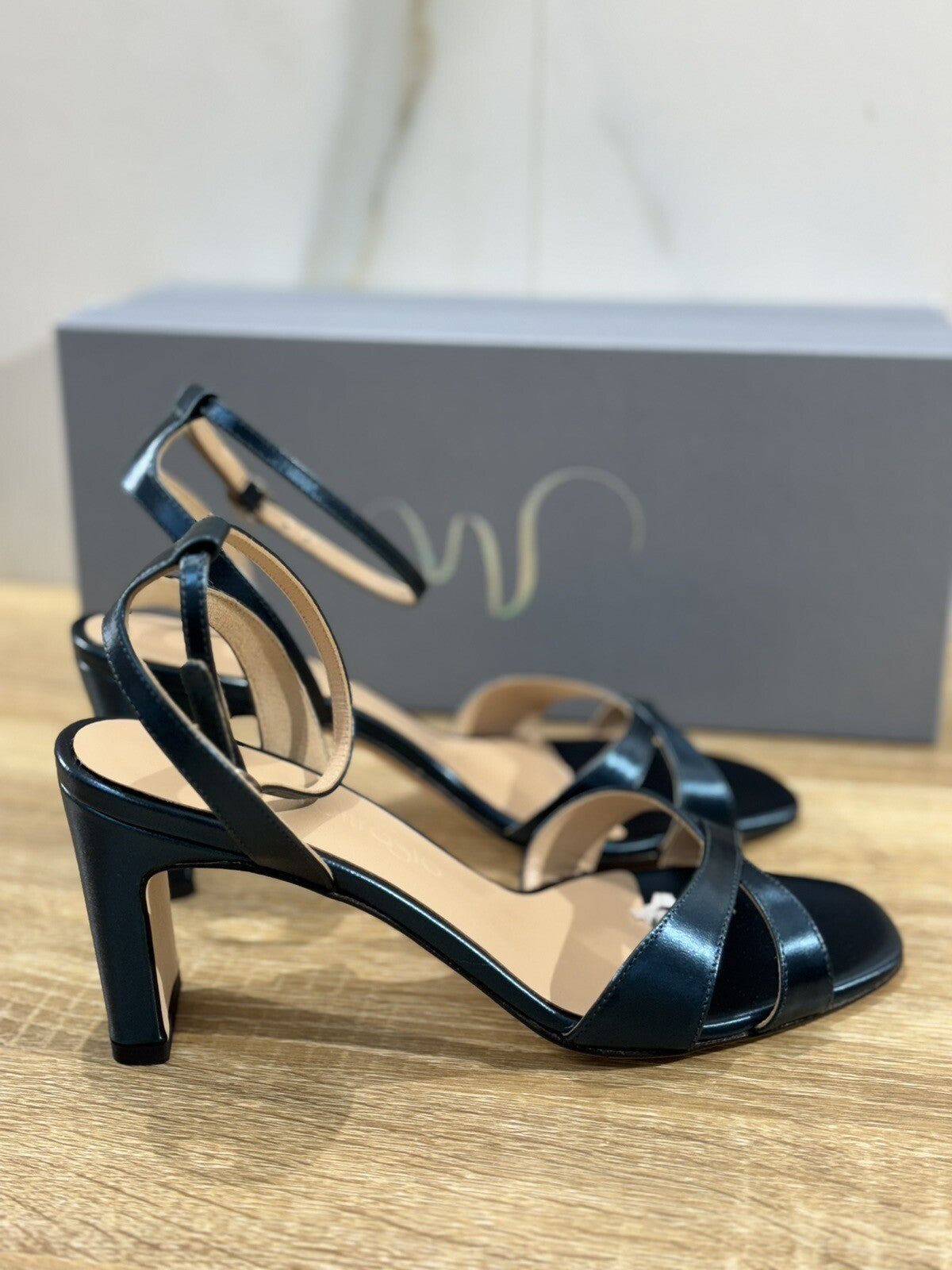Mia Moltrasio Sandalo Donna In Raso Blu    Luxury Handmade Sandal 39