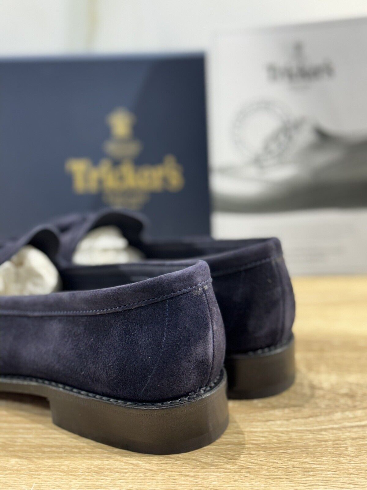 Tricker’s Tassel Loafers Tony Suede Castorino Blu Luxury Men Tricker’s 44