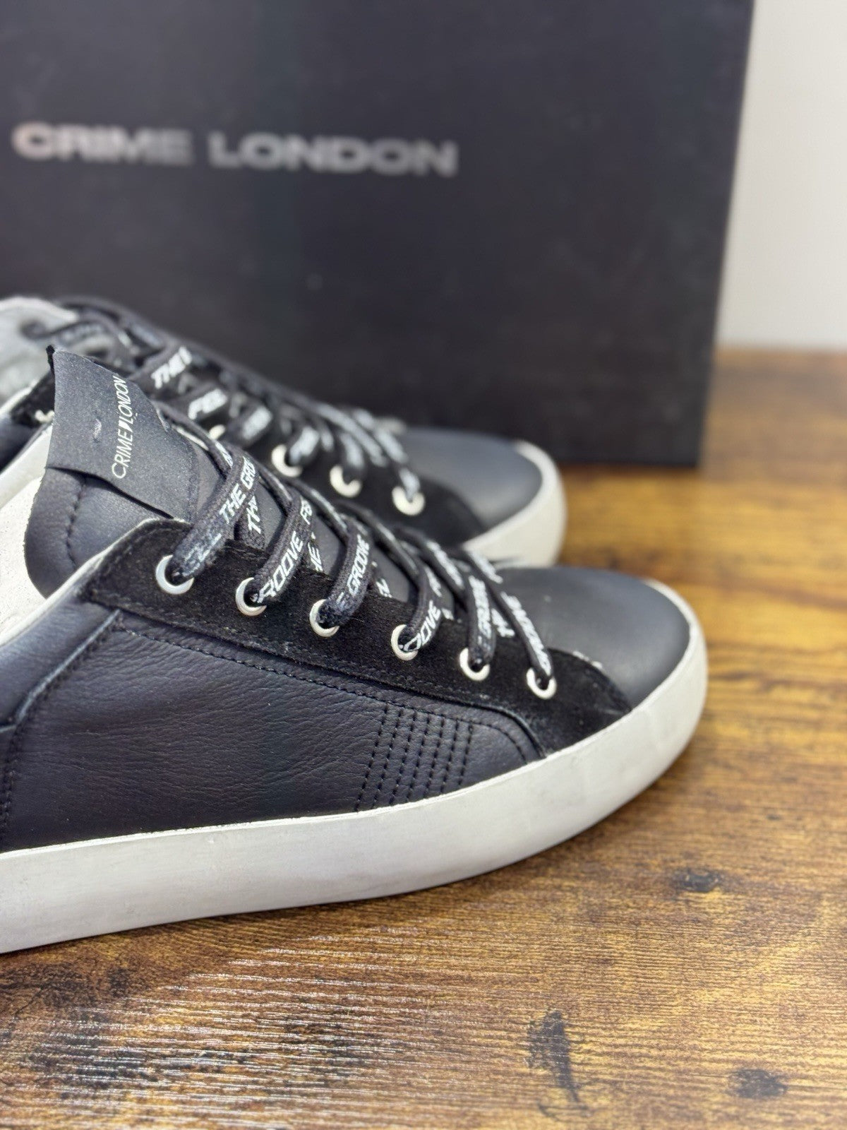 Crime London Sneaker Uomo Low Top Heritage  Pelle Nero  Casual Men Shoes 42