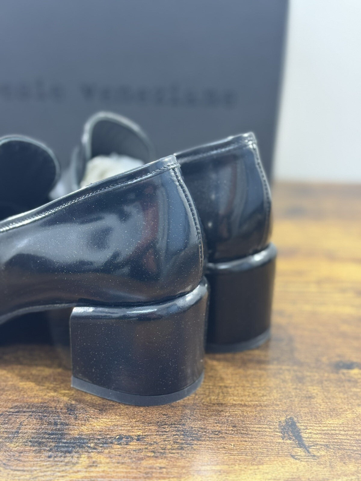 Poesie Veneziane Mocassino Donna Pelle Nera Con Tacco   Casual Loafer 41