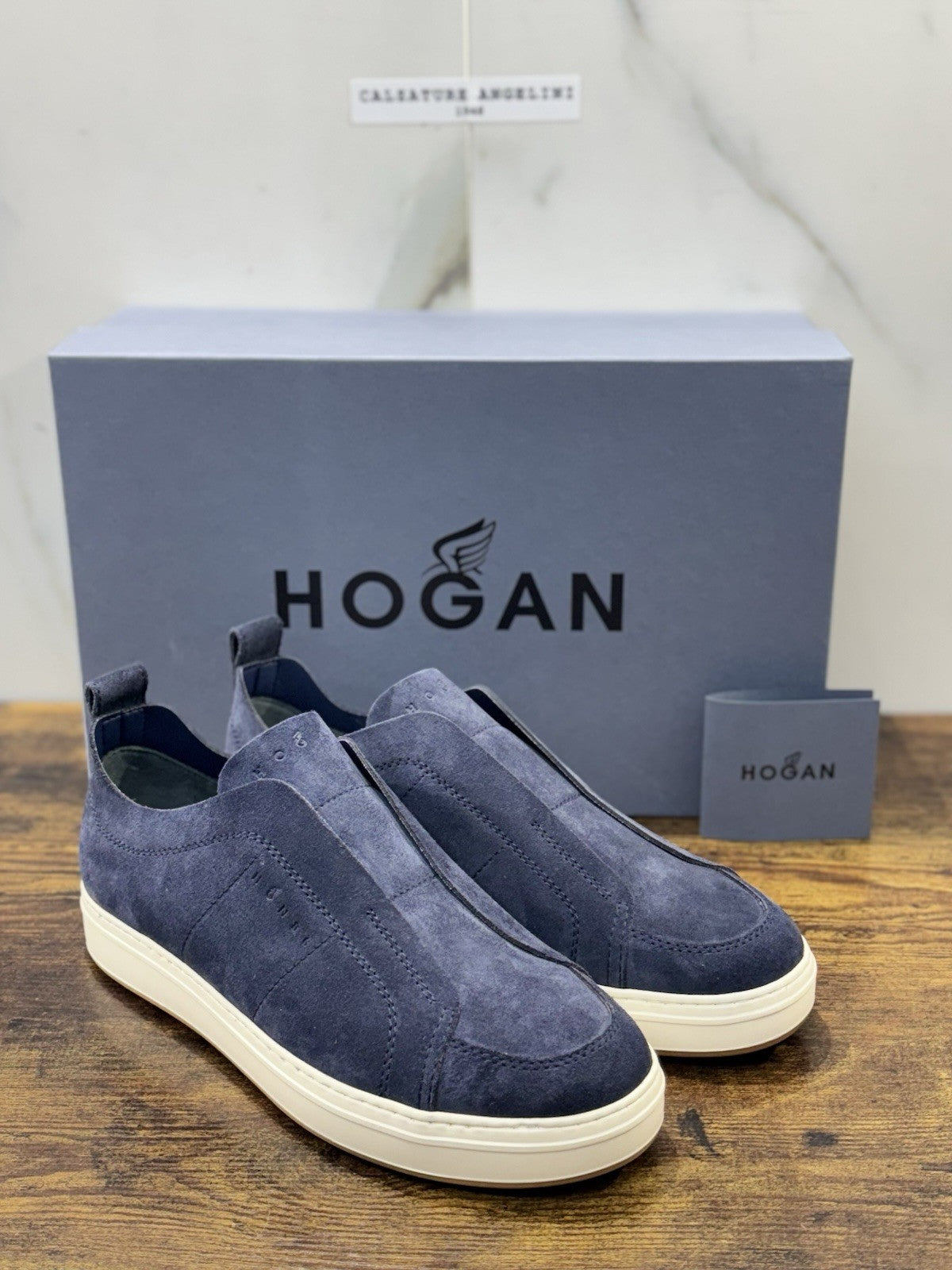 Hogan H668 sneaker Slip On  Pelle Blu   memory foam Luxury HoganShoes Uomo 40.5