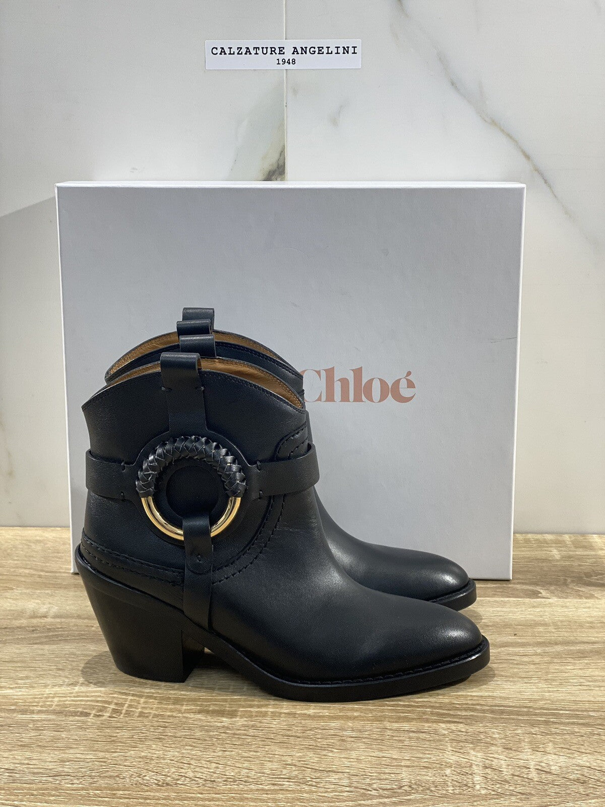 See By Chloe’ Texano Hanna cowboy pelle Nera luxury boot woman 37 