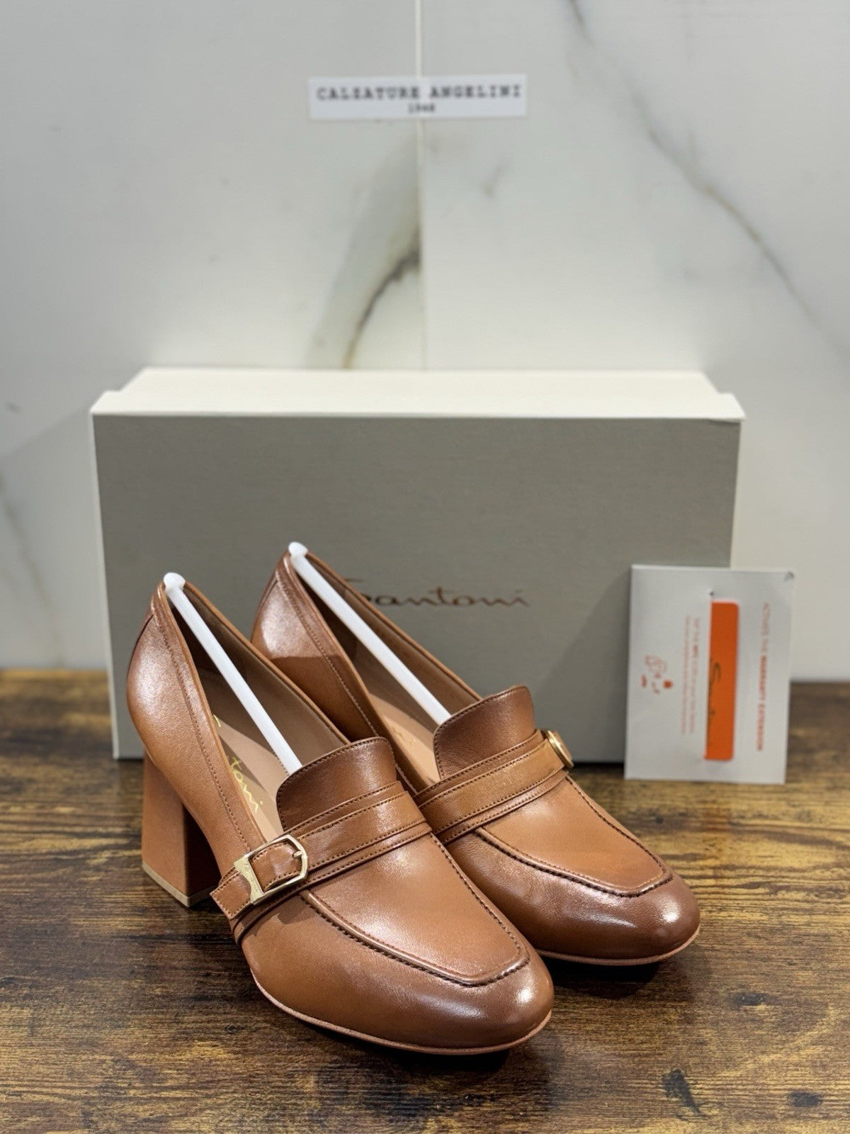Santoni Mocassino Pelle Cuoio Con Tacco Goodyear Luxury Santoni Donna 39
