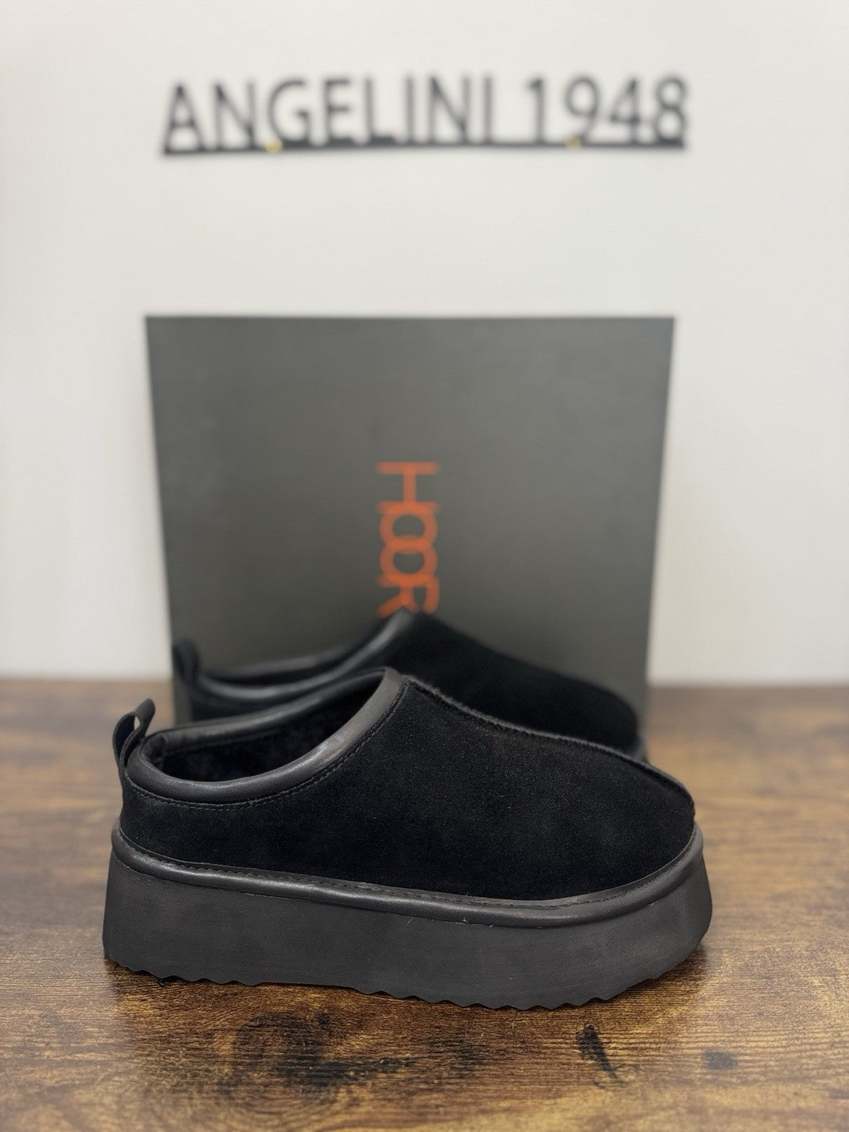 Hoor Sabot Mars Eco Fur Suede Nero  Extra Light  Causal Donna 38