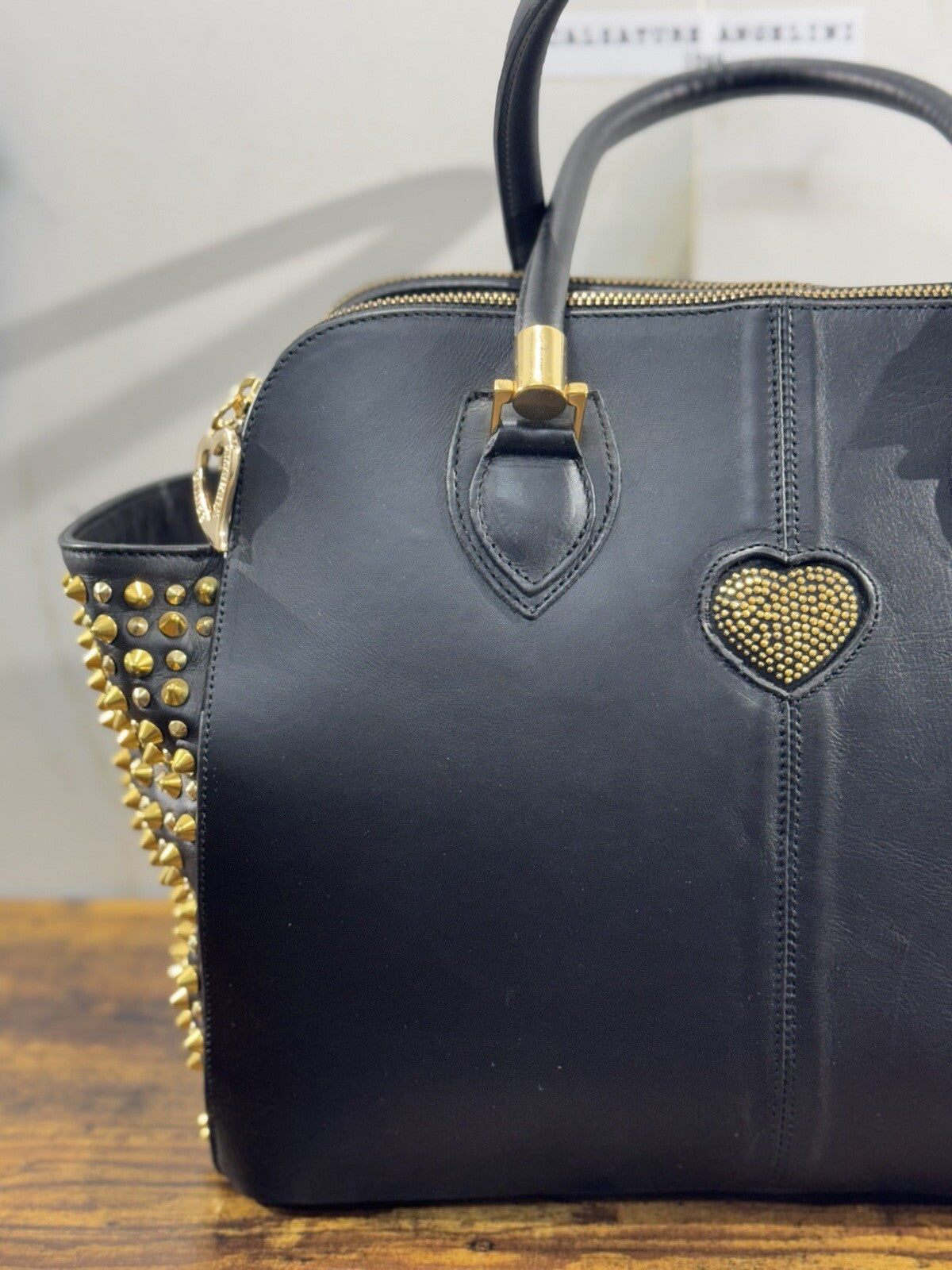 Bruno Amaranti Borsa Donna In Vera Pelle   Luxury Craftmanship Bag  Borchie
