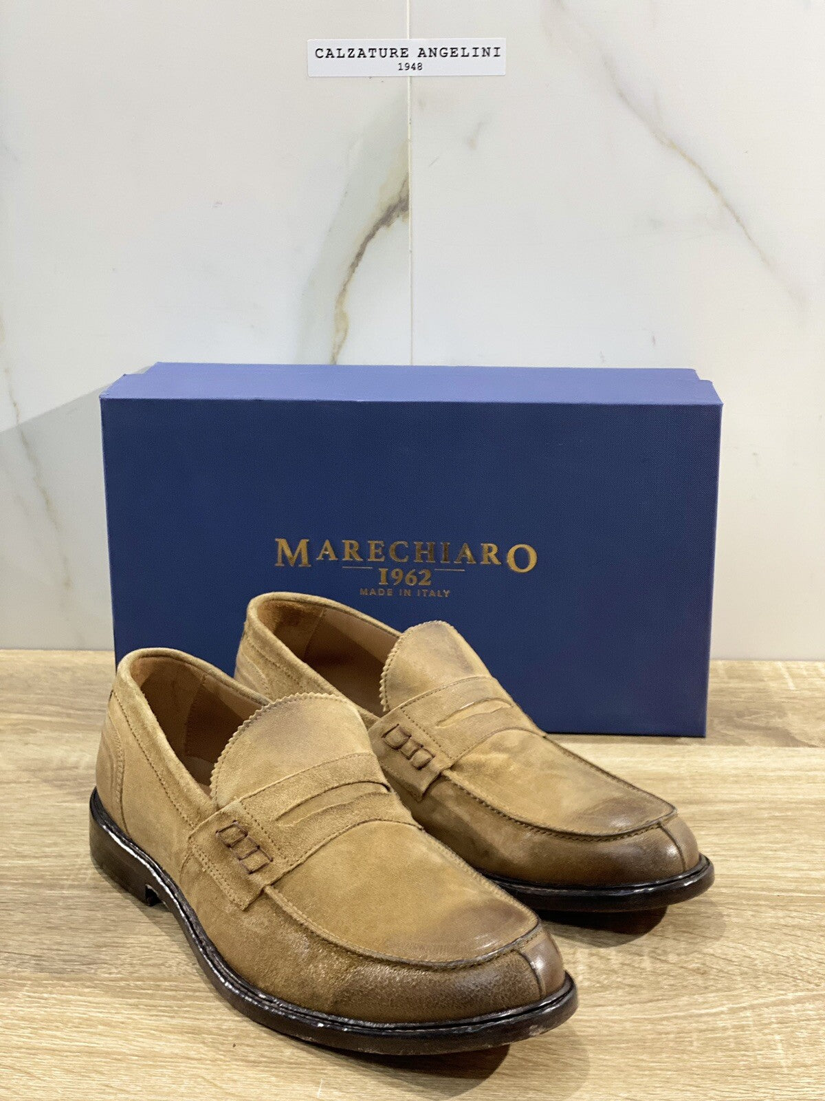 Marechiaro 1962 Mocassino Uomo Pelle Suede Cuoio Fully Made In Italy 44