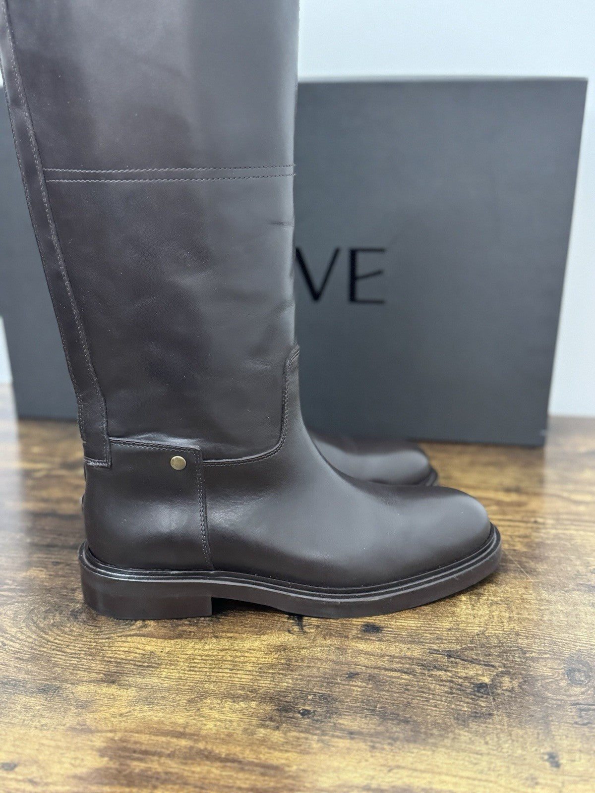 Poeve Stivale Cavallerizzo Pelle Marrone  Casual Boot Donna 38