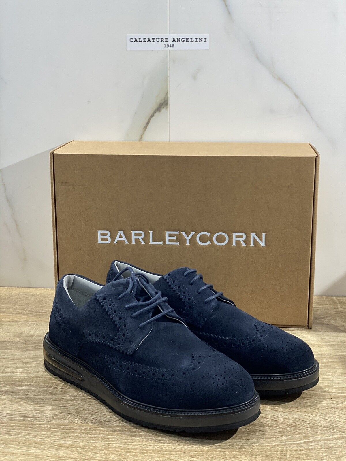 Barleycorn Air Brogue Uomo Pelle Suede Blu Extralight Casual Men Shoes 47