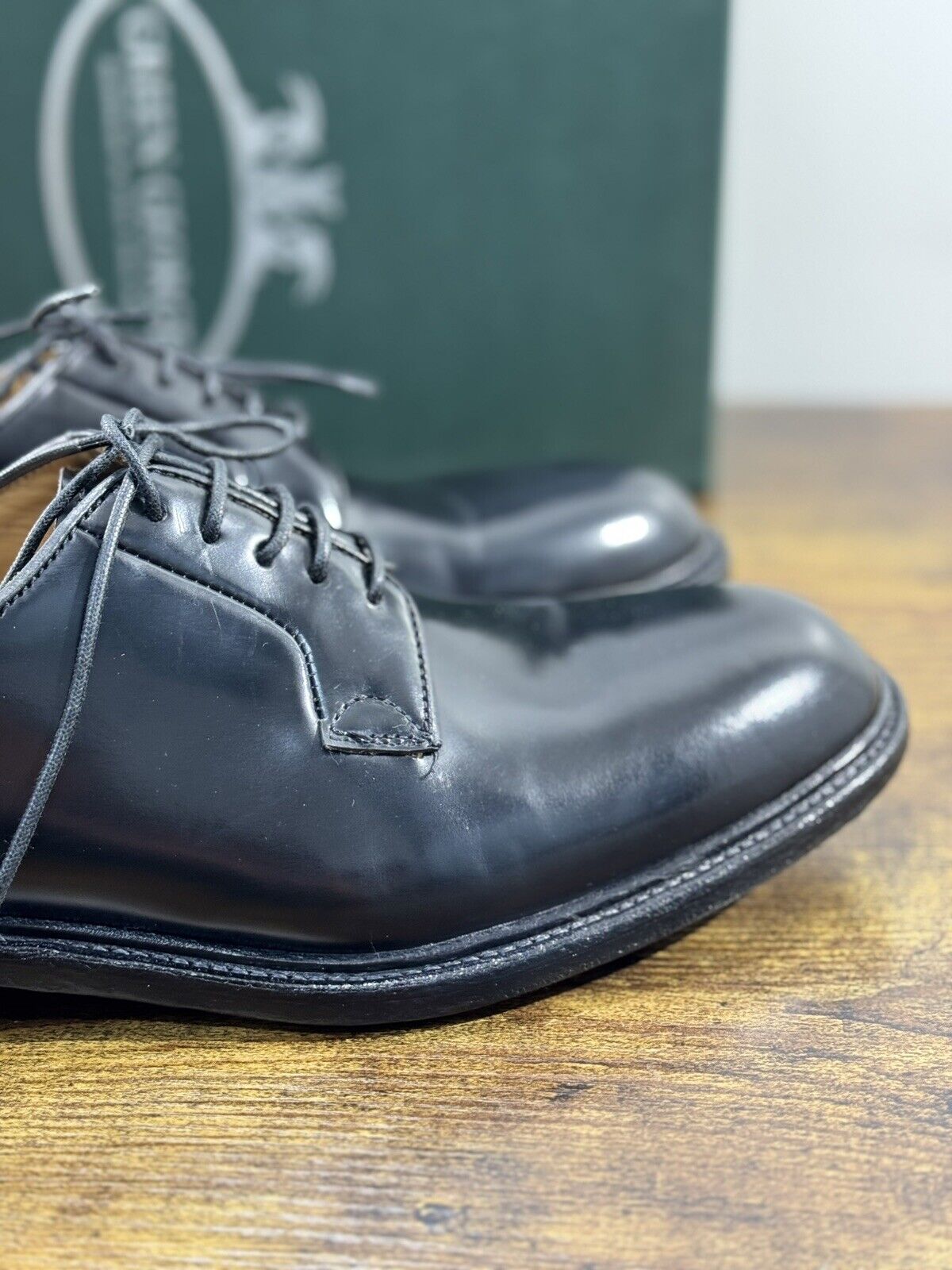 Green George derby nero   in pelle polished luxury men  Fondo Cuoio 41.5