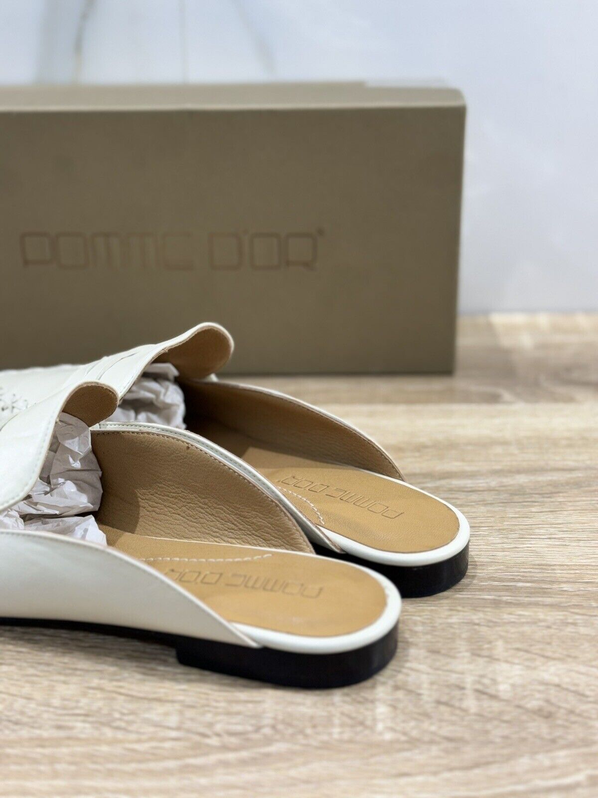 Pomme D’or Mules Donna Pelle Crema  Luxury Handmade Woman Pomme D’or 39