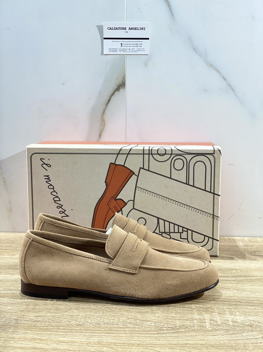 Il Mocassino Scarpa Uomo Tasca In Suede Sabbia Luxury Men Shoes 42.5