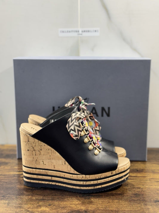 Hogan H361 Zeppa Sughero Pelle Nera Donna 39