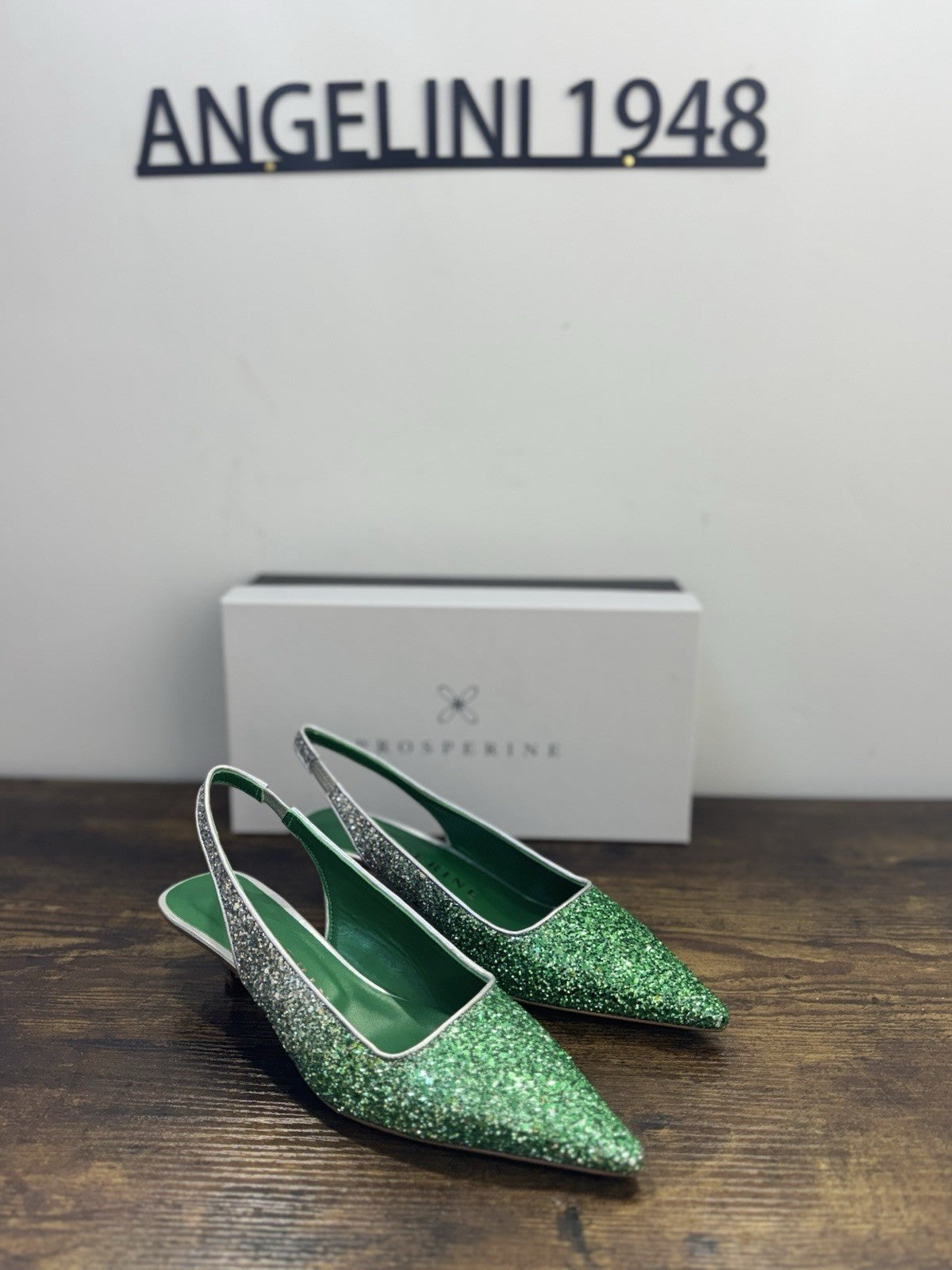 Prosperine Ballerina Sling Back Glitter Argento Verde  Casual Donna 37.5