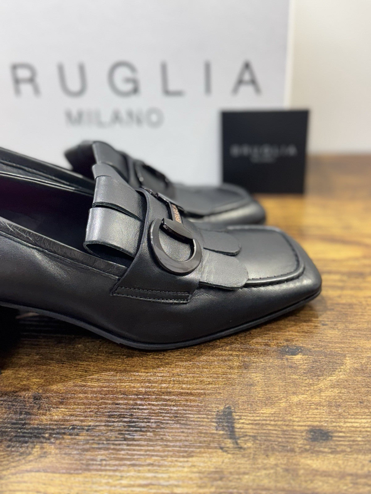 Bruglia Milano Mocassino Nero Pelle  Top Quality Scarpe Donna 41