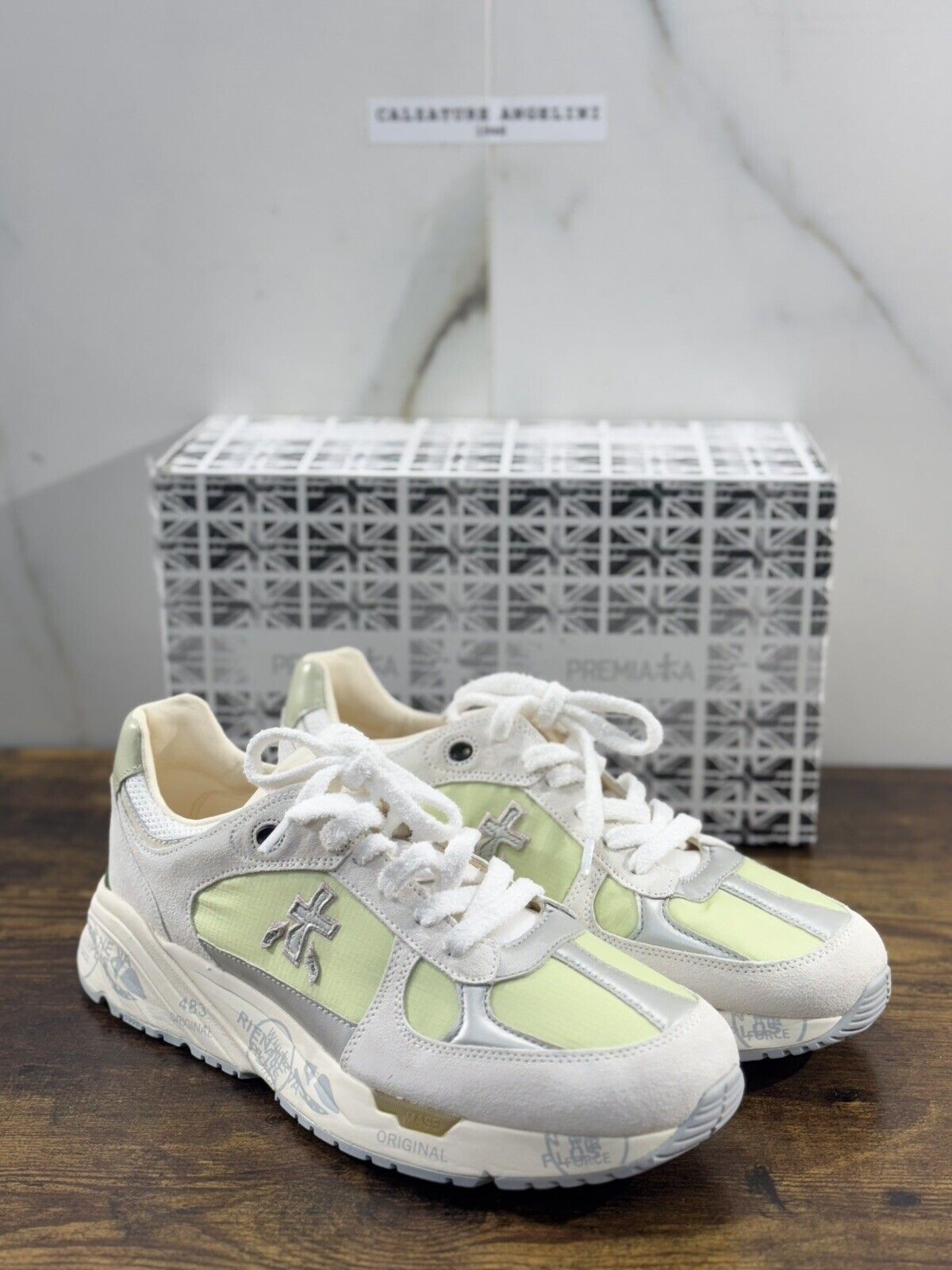 Premiata Mase    Sneaker Uomo Pelle Bianco Lime Casual Sneaker Premiata Uomo 40