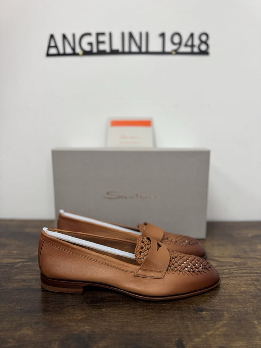 Santoni Mocassino Pelle Cuoio Casual Luxury Santoni Scarpa Donna 40
