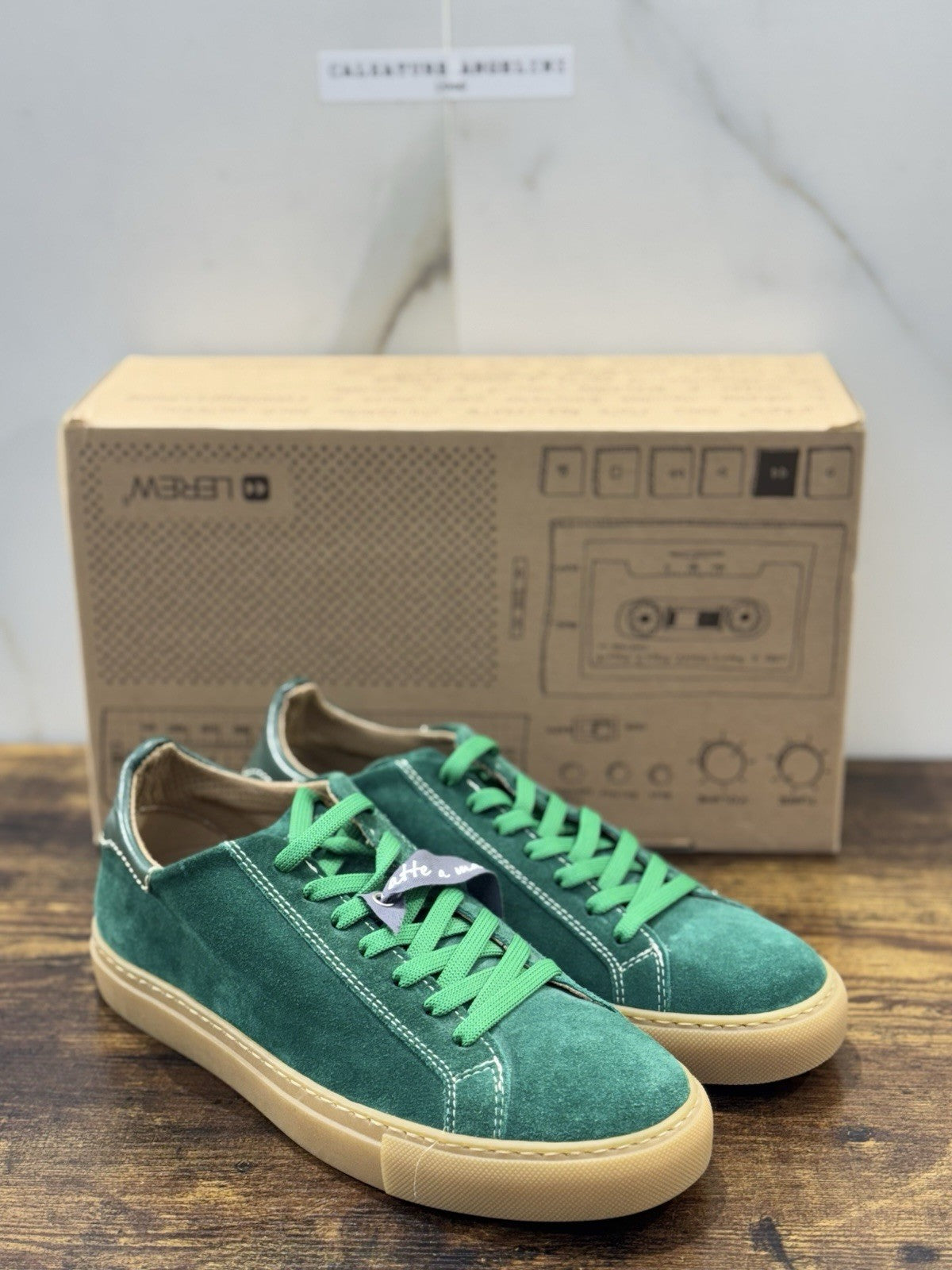 Lerews Sneaker Suede Verde Causal Scarpa Uomo 40