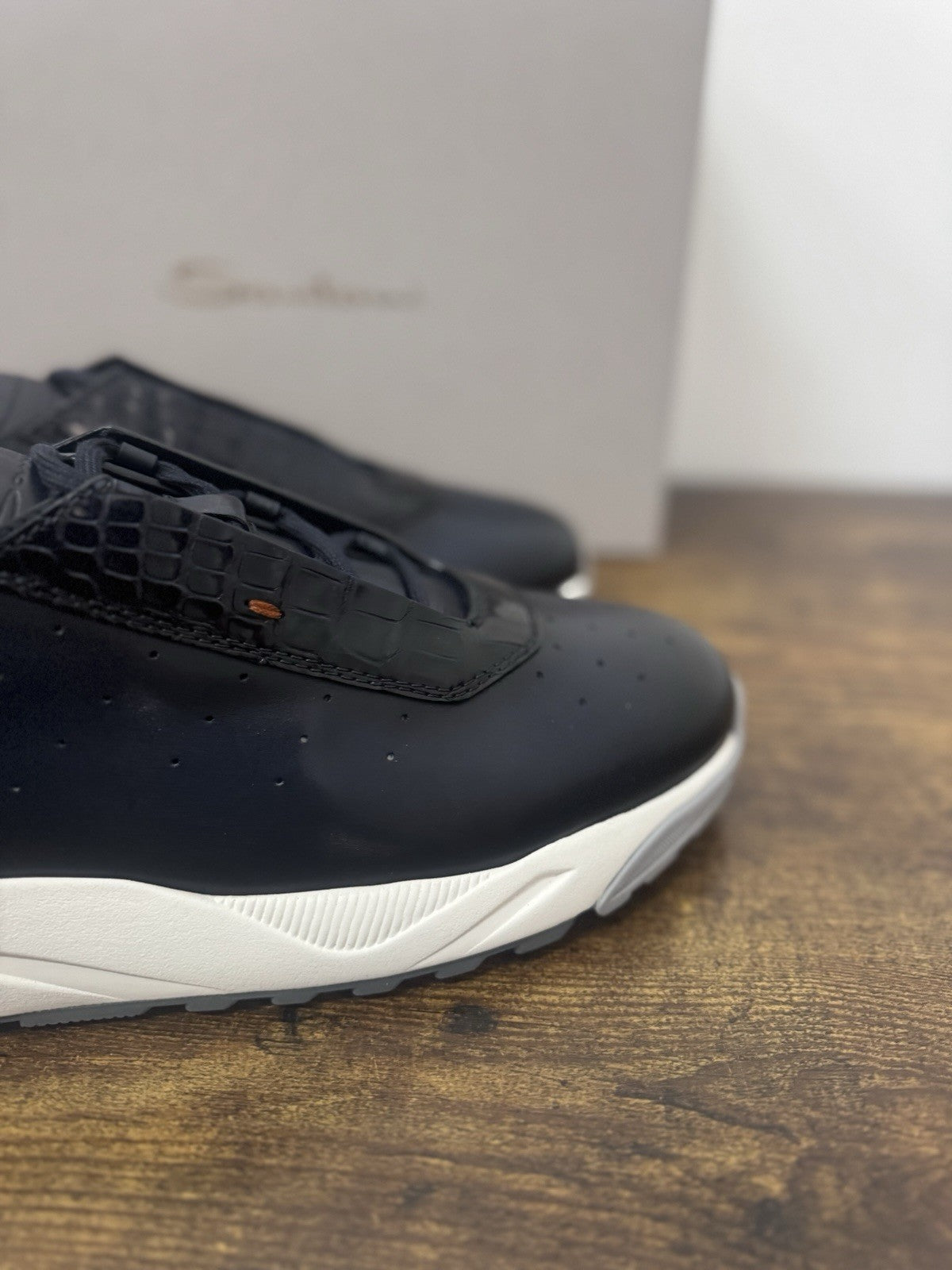 Santoni Innova Sneaker Pelle Blu Casual Luxury Santoni Scarpa Uomo 45