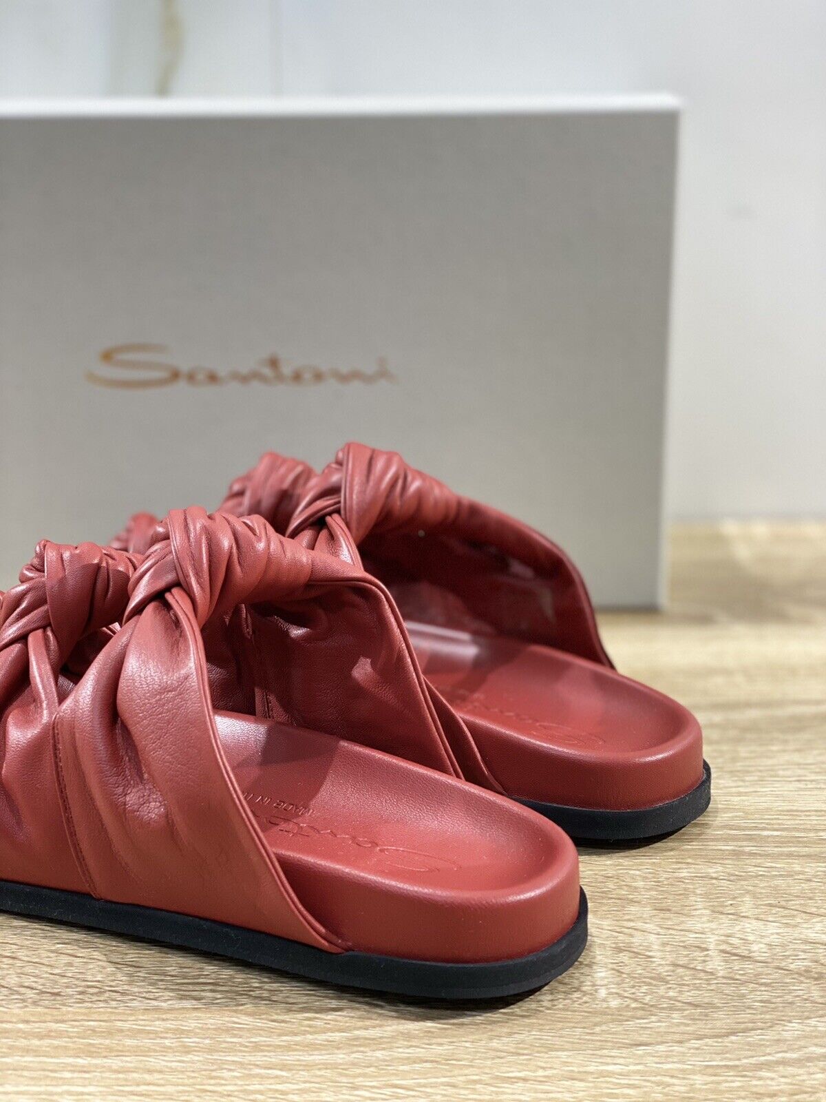 Santoni Sandalo Donna In Pelle Rossa Super Soft Leather Luxury Santoni 36