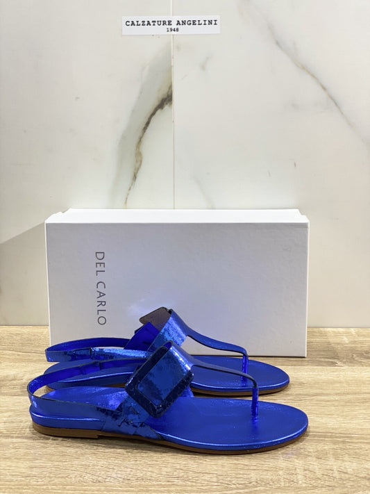 Del Carlo Sandalo Donna Dytt In Pelle Blu Luxury Woman Sandal 37