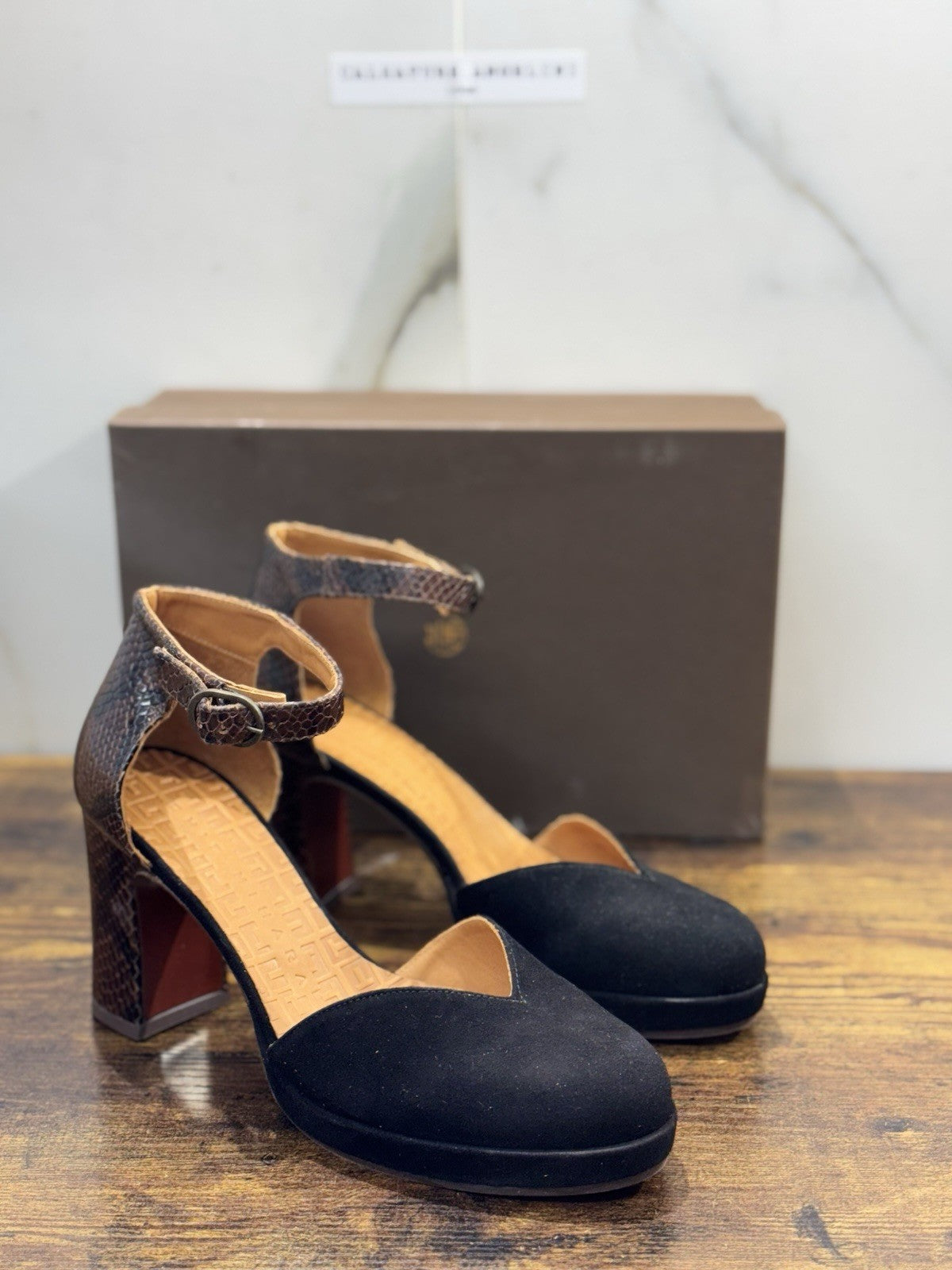 Chie Mihara Mary Jane  Suede  Pelle Nero Con Tacco Donna 39