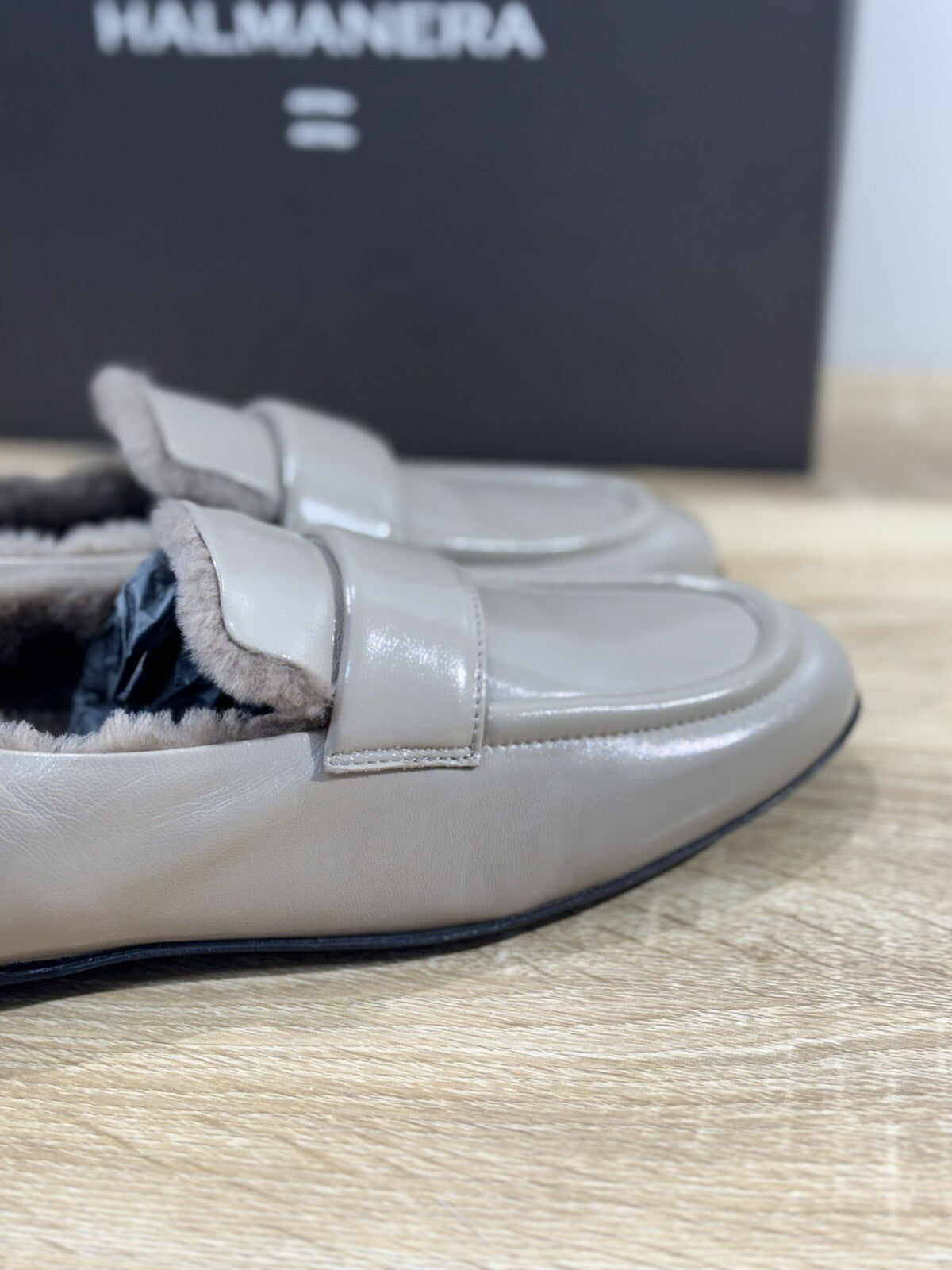 Halmanera Mocassino Domma edin Pelle Tortora Casual Handmade Shoes 41