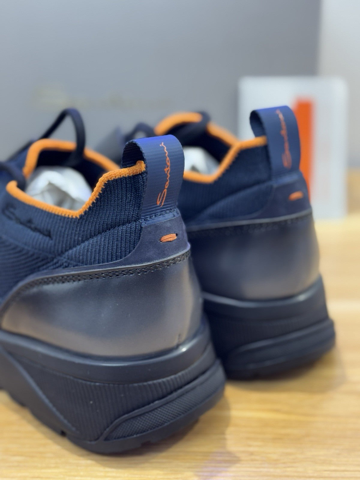 Santoni Innova Sneaker Pelle Tex Blu  Luxury Santoni Scarpa Uomo 42.5