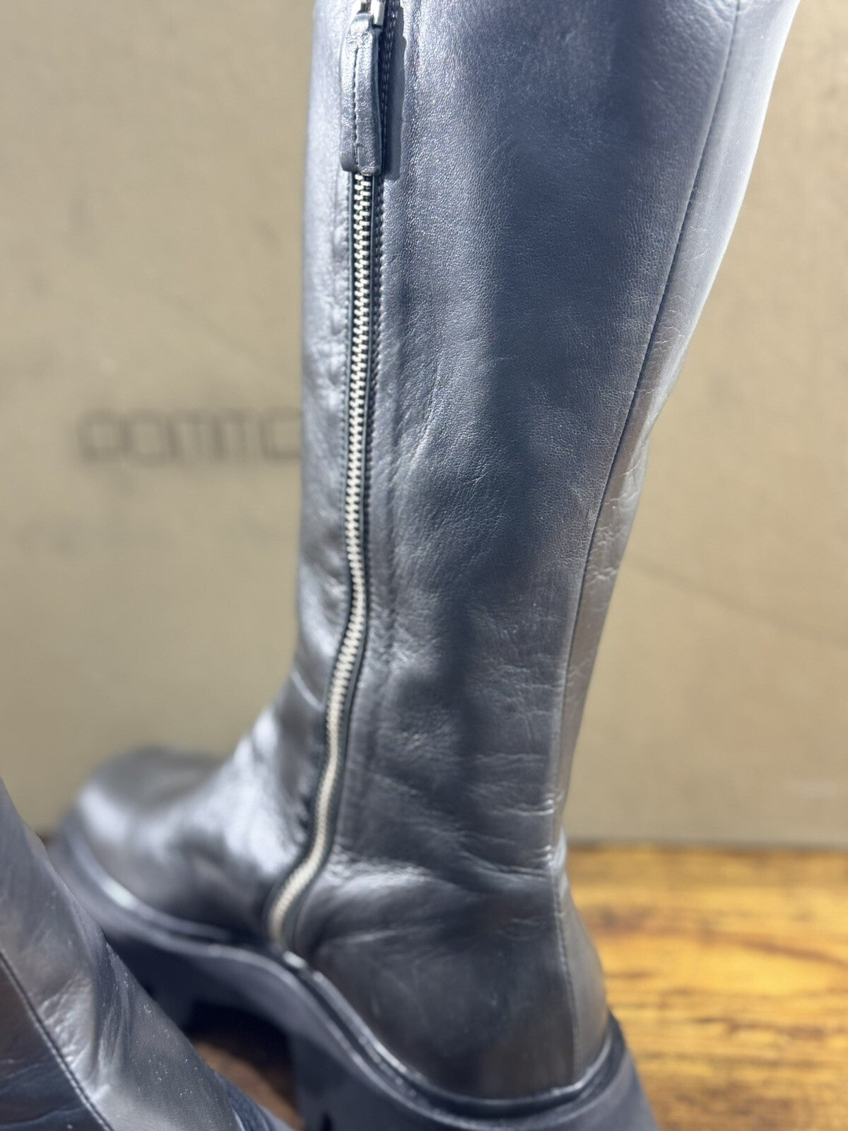 Pomme D’or Stivale  Boot Donna Pelle Grey        Luxury Handmade Woman Vibram 40