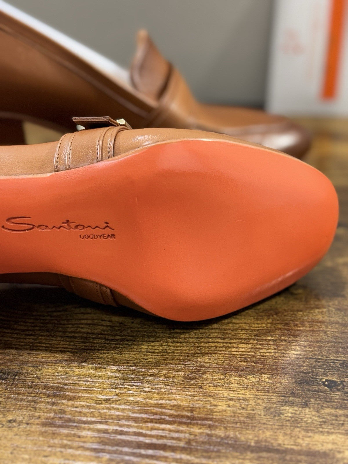 Santoni Mocassino Pelle Cuoio Con Tacco Goodyear Luxury Santoni Donna 39