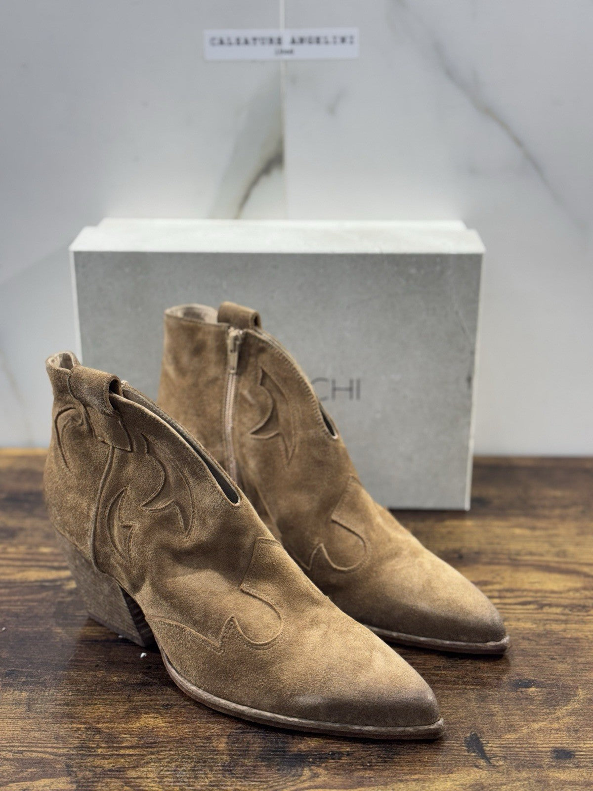 Elena Iachi Texano  Suede Camel Luxury Texan Boot Donna 41