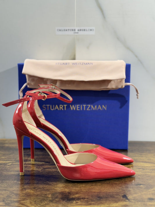 stuart weitzman Strap Pump 100 Pelle Rosso Luxury Woman Shoes 41