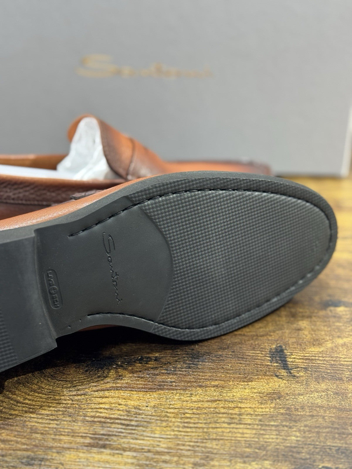Santoni Mocassino  Flex Pelle Marrone Luxury Santoni Scarpa Uomo 41