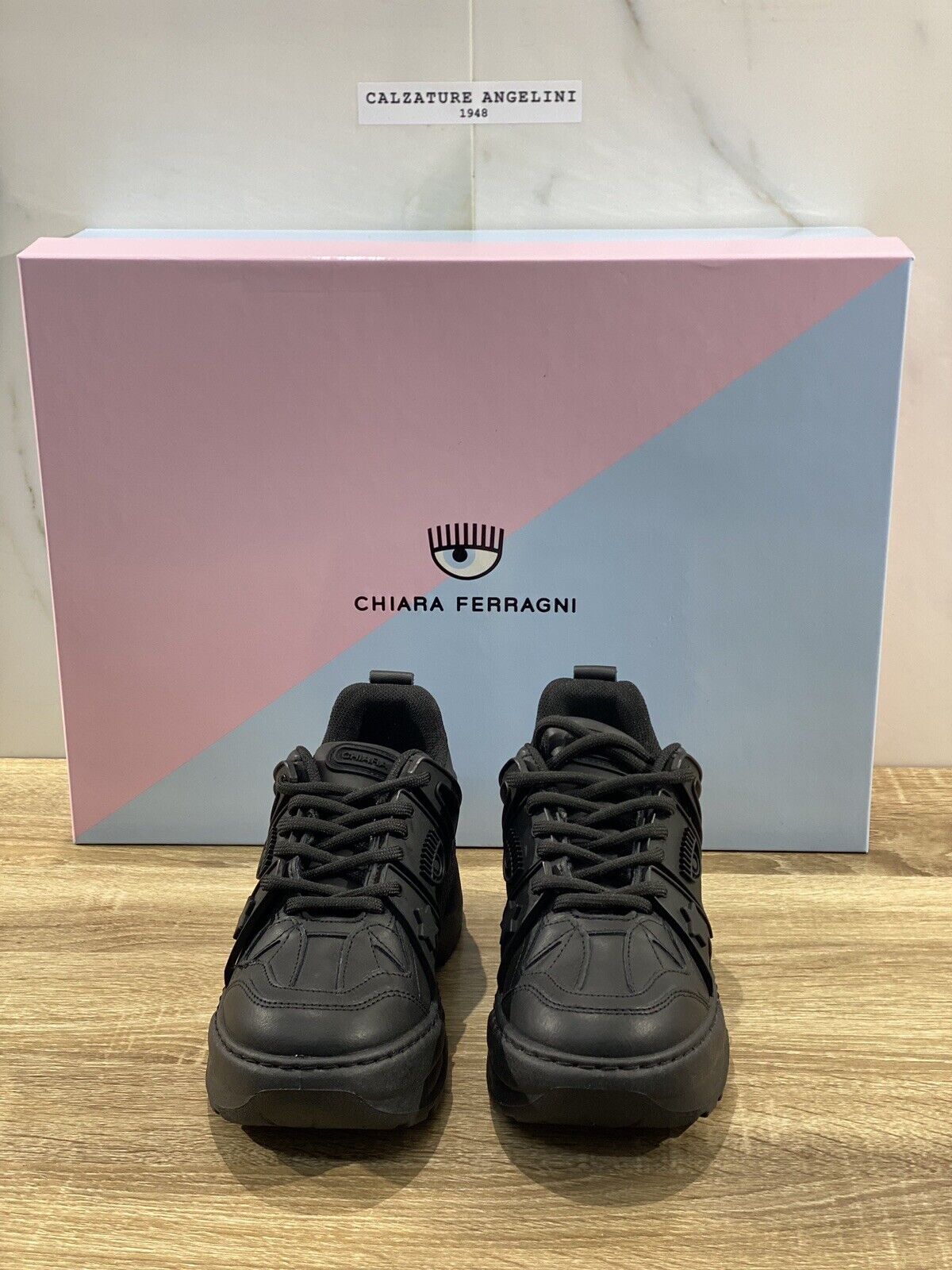 Chiara Ferragni Sneaker eye fly pelle nera casual shoes 36