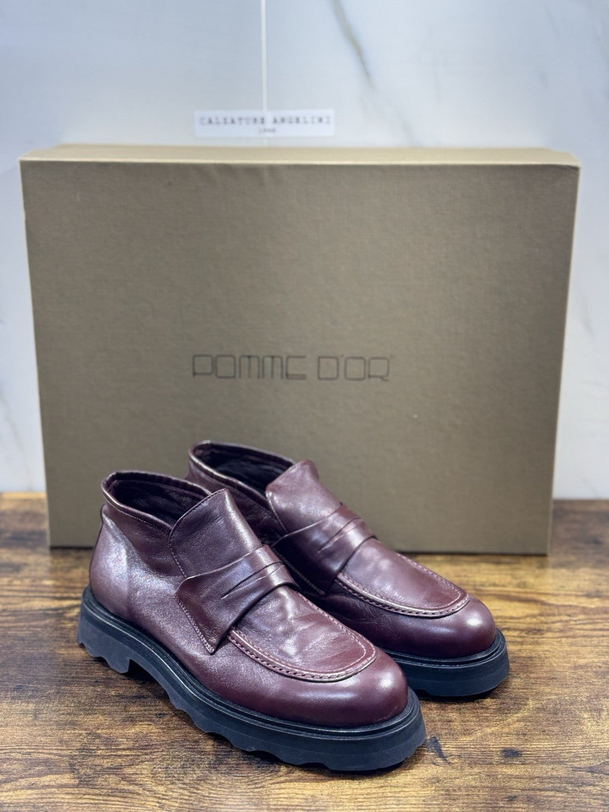 Pomme D’or Stivaletto   Pelle Bordo’ Fondo Vibram  Luxury Boot  Donna 41