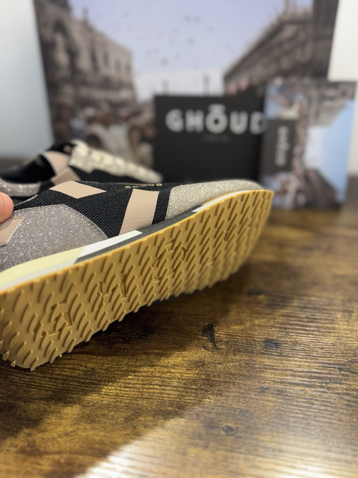 Ghoud Sneaker Donna Rush  Pelle Beige Nero   Casual Woman Sneaker 35