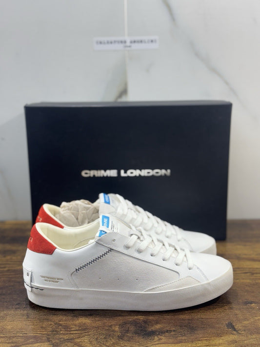 Crime London Sneaker Distressed Pelle  Bianca Causal Uomo 41