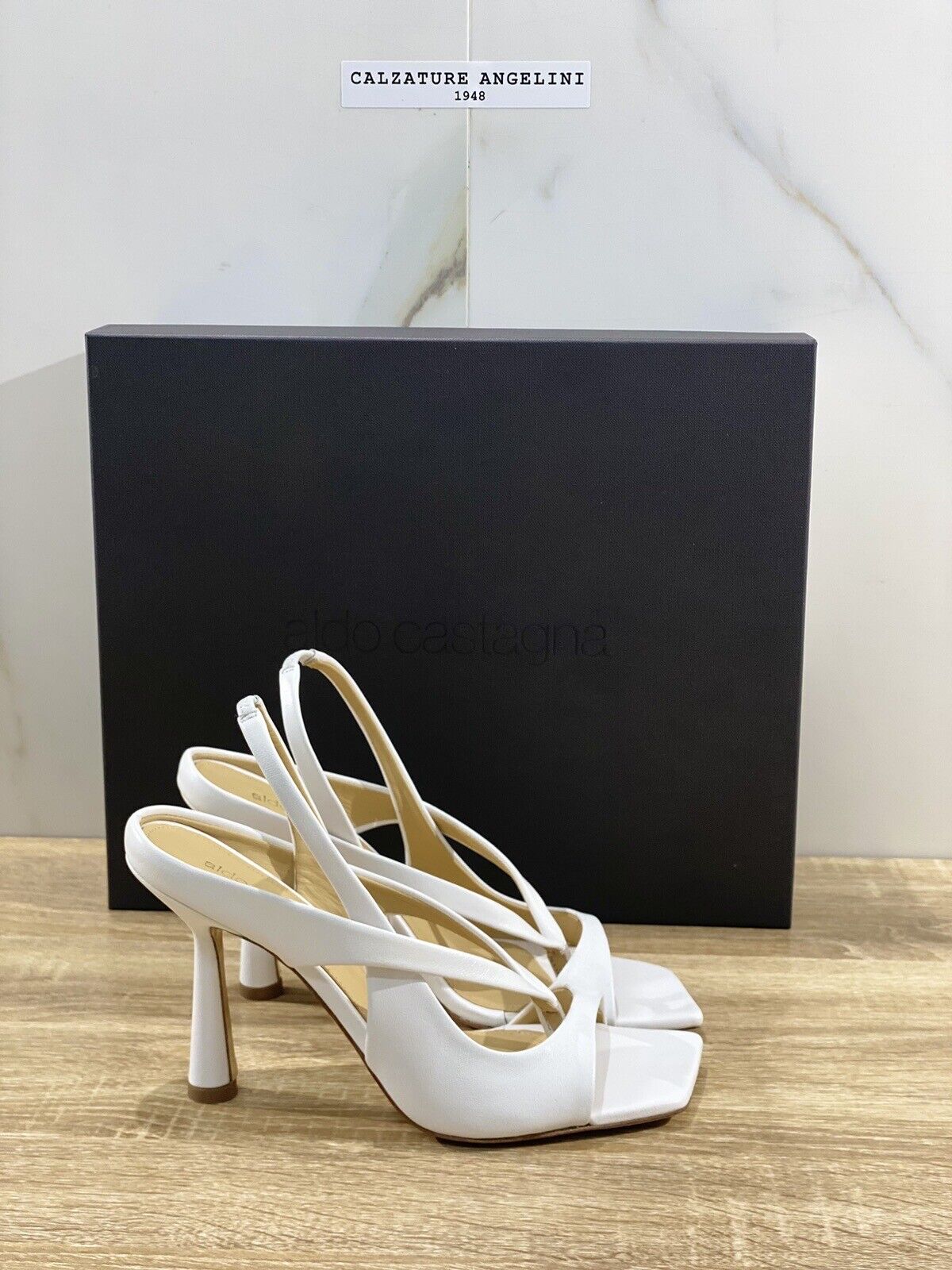 Aldo Castagna Sandalo Donna Lea In Pelle Bianco Con Tacco Luxury Sandal 36