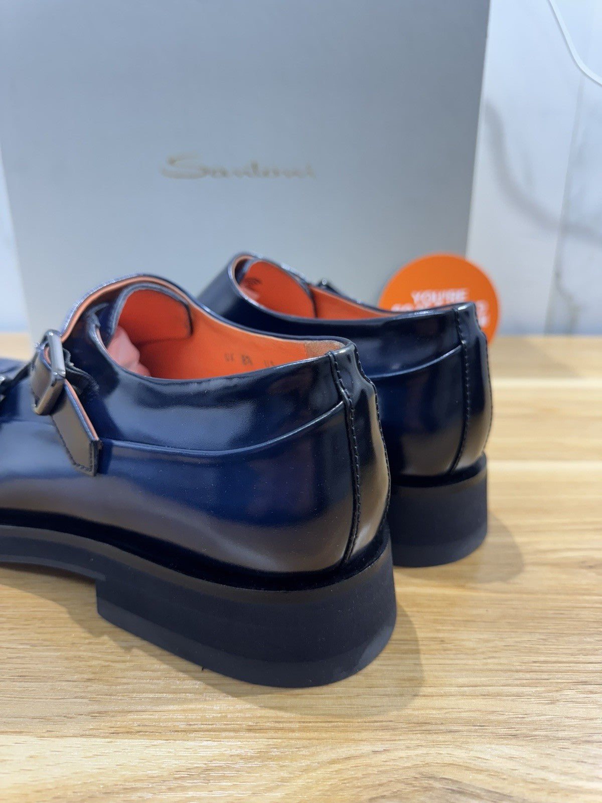 Santoni Doppia Fibbia Pelle Blu Luxury Santoni Scarpa Uomo 42.5