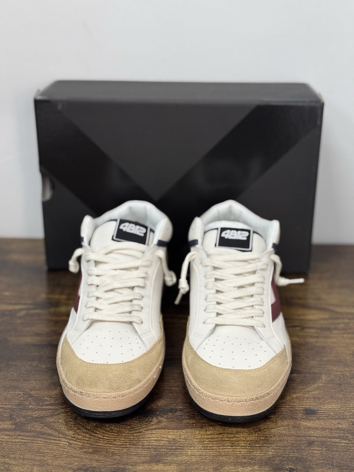 4B12 Sneaker Play New   Pelle Navy Beige Casual Uomo 45