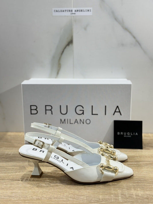 Bruglia Milano Slingback  Donna Bianca  Luxury Casual Sandal  Handmade 36